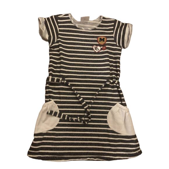 Hanna Andersson Grey Stripe Minnie Dress 120 - Picture 1 of 3